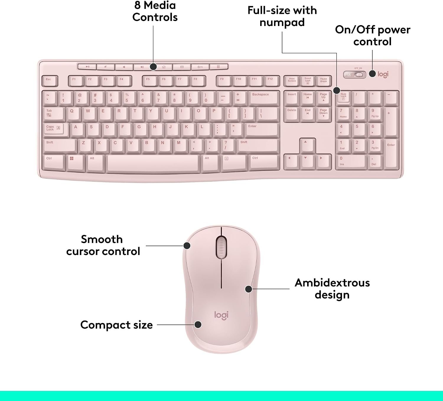 TECLADO LOGITECH ROSADO MK270